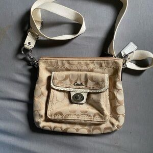 Coach Tan Crossbody Bag with Silver Hardware